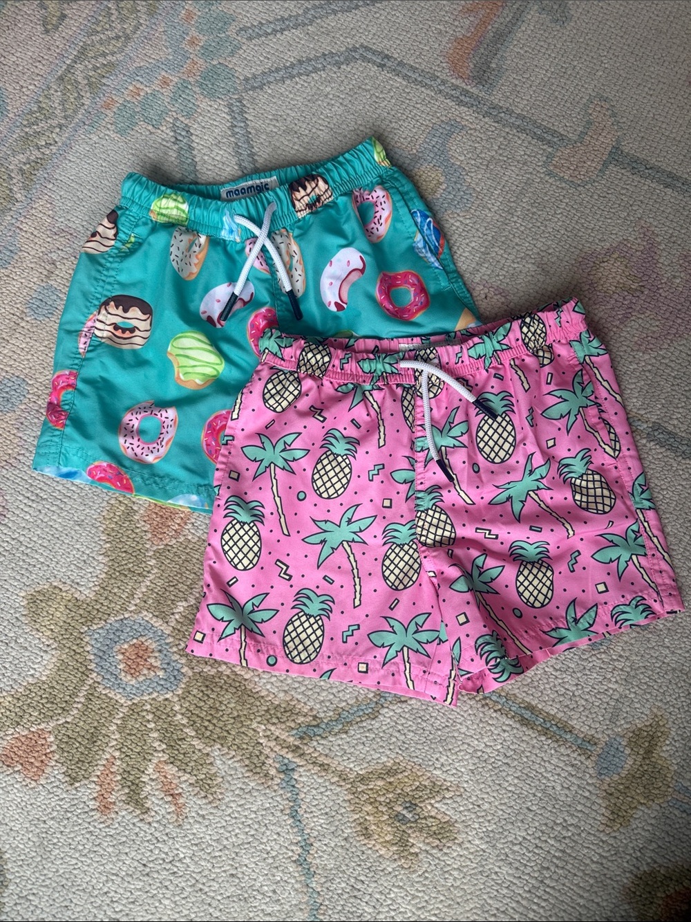 Kids Pineapple & Donut Swim Trunks - Pink & Teal size 5/6